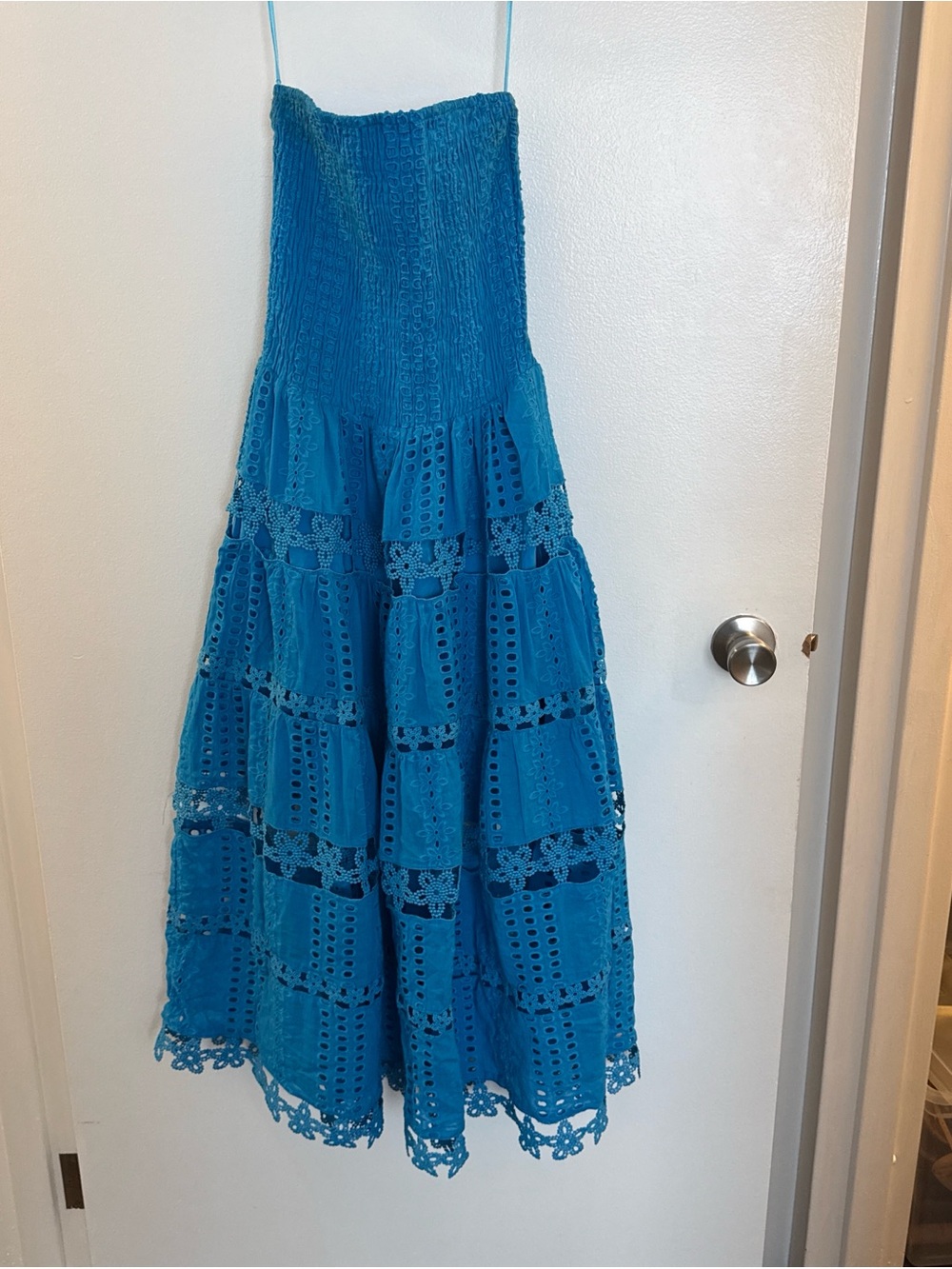 NWT Blue Eyelet Midi Dress